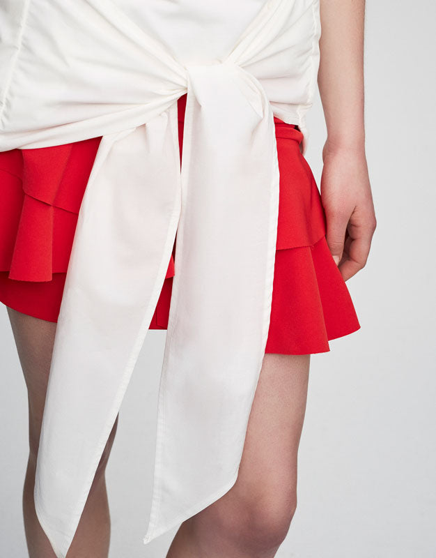 Weave Shirt in White/Red